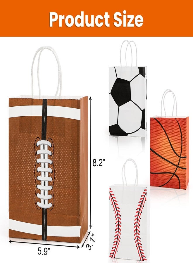 Elsjoy 48 Pack 4 Styles Sports Party Favor Bags for Football Baseball Basketball Soccer, Sports Themed Paper Gift Bags with Handle, Small Goodie Treat Bag for Birthday, Party Supplies - Image 2